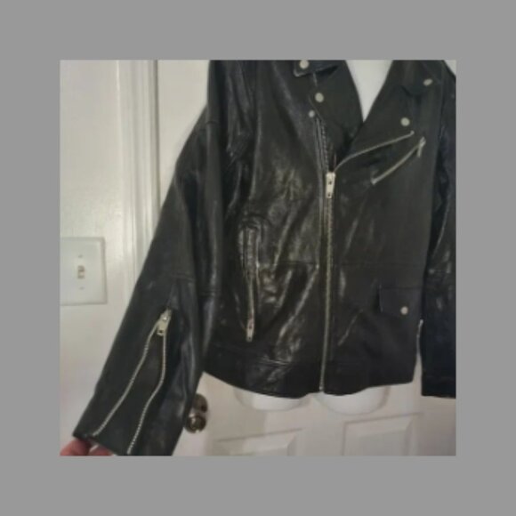 ZARA SHEEPSKIN LEATHER BIKER JACKET SIZE XXL - Picture 3 of 10